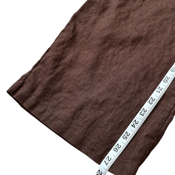 LINTIGO 100% Linen Wide-Leg Pant Brown size L Resortwear Summer Casual Boho - Picture 3 of 5